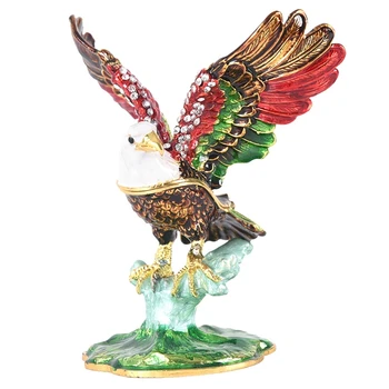 Závesné Trinket Box Drahokamy Ručne maľované Smalt Garuda Figúrka Šperky Box Bejeweled Krúžok Držiak Zberateľskú pre Ženy