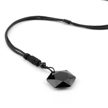Čierny Obsidián Hexagram Náhrdelník pre Ženy, Mužov Choker Príveskom Šperky Náhrdelníky pre Dospievajúce Dievčatá