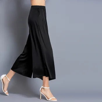 Širokú nohu, nohavice žena lete vysoký pás nohavice hodváb členok-dĺžka rovné nohavice voľné veľké veľkosti prikryť tenké skirtpants 190308