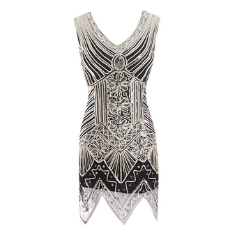 Ženské 1920 Šaty Sequin Art Deco Revúci Gatsby Šaty, Krátky Rukáv Ročníka Krídlovky Šaty gatsby šaty vestidos