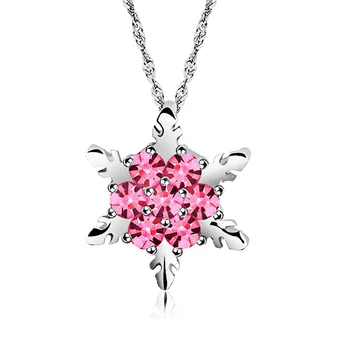 10 ks/veľa Crystal Snowflake Prívesok Strieborný Náhrdelník Farba Drahokamu Kvetinové Kúzlo Reťazí Náhrdelníky Šperky Pre Ženy
