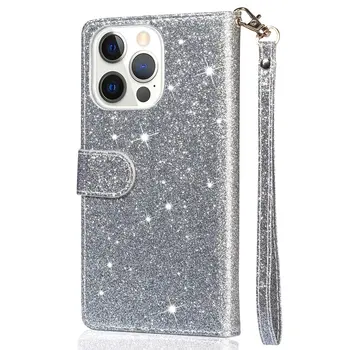 100ks Zips Lesk Luxusné Crystal Iskru Lesklé Bling Peňaženky, Kožené puzdro Pre Iphone 14 13 12 Mini 11 Pro Xs Max Xr Plus 8