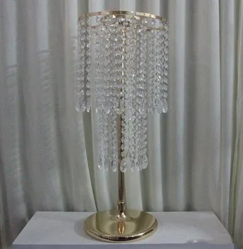 10pcs Zlata, Striebra plátovaného Svadobné Vrchol Akryl Perličiek Pramene 60 cm Vysoký Akryl Crystal Kvet Stojan Na Svadobný Stôl Dekor