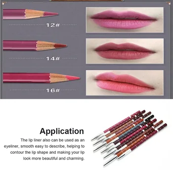 12 Kusov Lip Liner Ceruzka Dlhotrvajúci DIY Obrys Krásy Očné linky, Perá, Vrecko Žena Rúž Kozmetika s Vekom