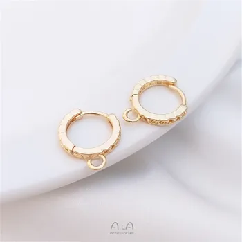 14K Zlata Plné Á Reťazca vzor kruh s závesné očko spona obyčajný prsteň Handmade náušnice DIY earwear materiál príslušenstvo