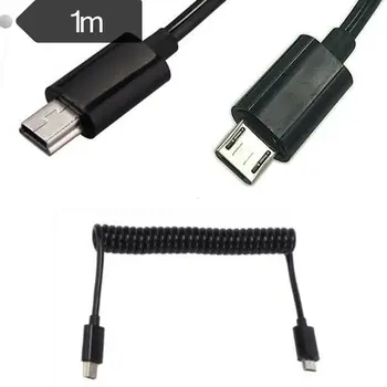 1m Jar Stočený USB 5 Pin Mini Micro 5Pin Male USB Sync Dátový Nabíjací Kábel
