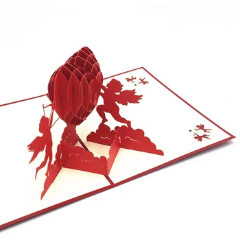 1pcs Laser Cut 3D Pop-Up Pohľadnice Amor Srdce Obálky Pozvanie, Pohľadnica Pre Valentine' Deň Svadobné Party Dekorácie