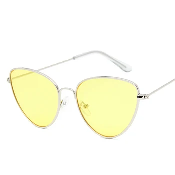 2019 Roztomilý Módne Sexy Mačka Očí, slnečné Okuliare Muži Ženy Retro Kovové ružová Šošovky, Slnečné Okuliare Vintage yellow Luxusné Zrkadlo slnečné okuliare