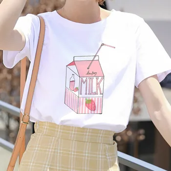 2021 Broskyňovú Šťavu T shirt Ženy Harajuku Roztomilý Kawaii Ružové Letné Bežné Tumblr Oblečenie, Módne T