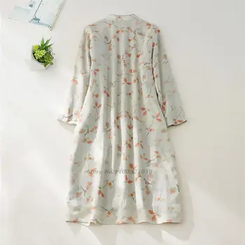 2022 orientálna čínska fleece linajkované qipao šaty tradičné bavlnená posteľná bielizeň cheongsam šaty kvetina tlače qipao elegantné vintage šaty