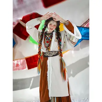 2023 ženy denne jeseň a v zime čínsky zlepšiť štýl han prvky tibetskej oblečenie etnický štýl han oblečenie tanečné kostýmy