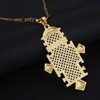 24K Zlata Farba Cross Prívesok Náhrdelník Afriky Etiópskej Najlepšie Ženy Šperky, Darčeky