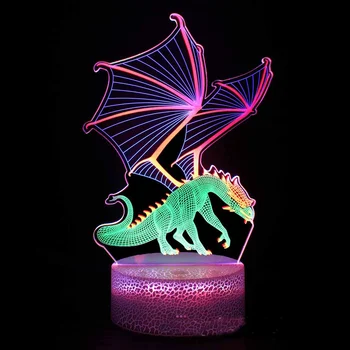 3D Dinosaura Nočné Svetlo 3D Ilúziu Lampa Nočného Farebné s Diaľkovým ovládaním Najlepšie Narodeniny, Vianočné Darčeky, Hračky pre Chlapcov