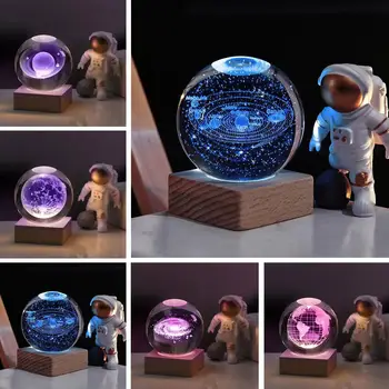 3D Mesiac Crystal Ball LED Základný Farebný Prechod vitráž Svete Domáce Dekorácie Crystal Plavidlá Oblasti Ornament Darček