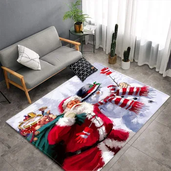 3D Santa Claus S Snehuliak Koberec pre Obývacia Izba Anti-slip Koberec Vianoce Domov Rohože Spálňa Posteli Bay Okno Gauč Koberec