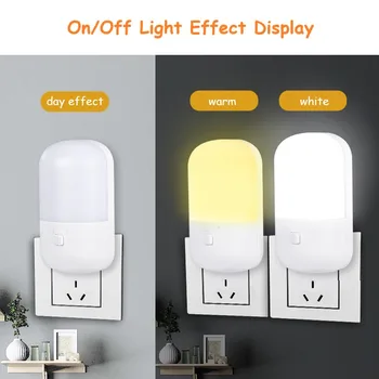 3W LED Nočné Svetlo US/EU Plug Biele Teplé Svetlo Úspory Energie Plug-in Kŕmenie Zásuvky Svietidlo do Domácnosti, Spálne, Nočná Lampa Noc
