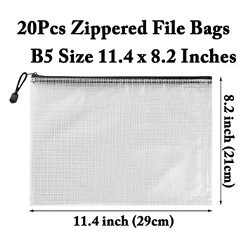 42Pcs Zips Ceruzky, Puzdro na Zips, Sieťované Vrecko S 20Pcs B5 Zips Dokument Puzdro, vrecko na Zips Súbor Tašky,11.4 X8.2 Palca