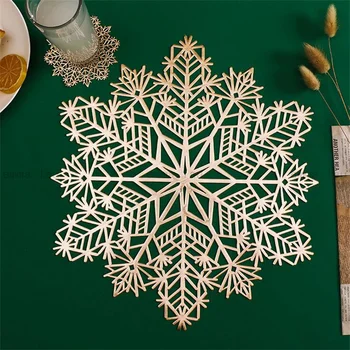4pcs/set Jedlo Mat Vianočné Dekorácie Placemat PVC Snowflake Tabuľka Mat Party Dekorácie Mat Dráha Riad Pad
