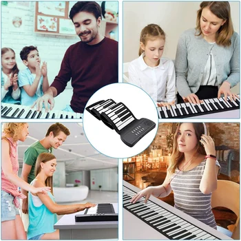61Key Roll Up Klavír Reproduktor Elektronické Ručné Roll Klavír Silikónové Klavír pre Deti, Začiatočníkov, Rodiny, Zábava, Cestovanie