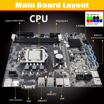 8 Karty GPU B75 BTC Baník Doska+CPU+4G DDR3 RAM+Chladiaci Ventilátor+Termálnej pasty+SATA Kábel 8X USB3.0 LGA1155 PAMÄTE DDR3 MSATA