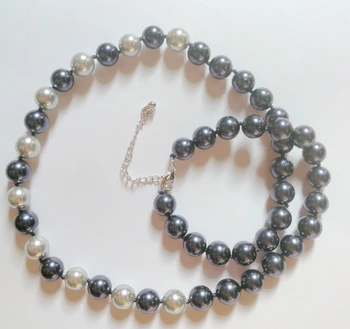 8 mm Modrá čierna biela šedá shell perly Ženám Šperkov náhrdelník kolo prírodné south sea shell perly ručné darček 17-18