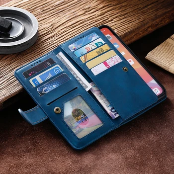 9 Karty, Peňaženku Prípade Huawei P10 Lite Prípade, Slot na Zips Flip Folio s Zápästie pre Huawei P10 Lite Kožené puzdro