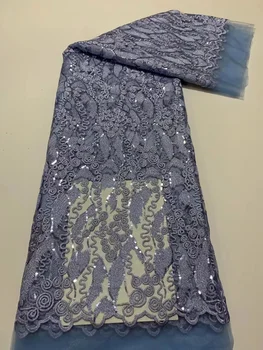 Africké Velvet Sequined Čipky Textílie 2023 Vysokú Kvalitu Výšivky Nigérijský francúzsky Oka Textílie, Čipky Pre Šiť Svadobné Party QF0215