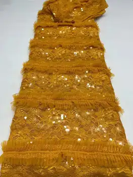 Africké Čipky Textílie 2022 Vysoko Kvalitnej Čipky francúzsky Oka Textílie Luxusné Flitrami Nigérijský Tylu Čipky Textílie Na Svadby 5yards