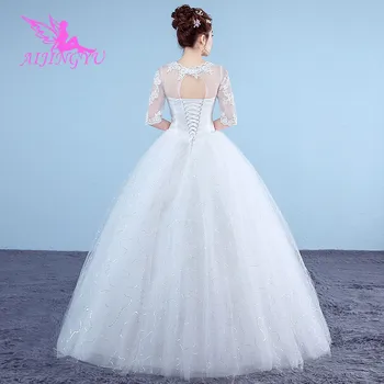 AIJINGYU 2021 manželstva Prispôsobené new horúce predaj lacné plesové šaty, čipky späť formálne nevesta šaty svadobné šaty WK217