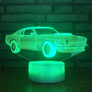 Akryl Auto 3d LED Ilúzie Nočné Svetlo USB RC Tabuľka Stolná Lampa 7 Farby Kreatívny Darček pre Deti Priateľ Domova