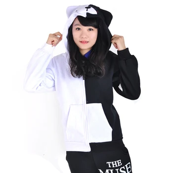 Anime Danganronpa Dangan-Ronpa Mono Kuma Black & White Bear Cosplay Kostým S Kapucňou, Kabát S Kapucňou Mikiny Doprava Zadarmo