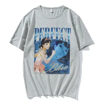 Anime Ideálny Modrá Grafické Dievča, T-Shirt pánske Zábavné Manga Krátky Rukáv T-shirts Bežné Gotický Bavlnené Oblečenie Tee Tričko Unisex