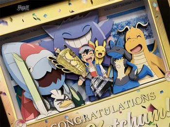 Anime Pokémon Koji vyhral majstrovstvá dekoratívne maľby majstrovstvá trofej skupinová fotografia Pikachu kolekcie ozdôb darček