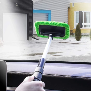 Auto Window Cleaner Kefka Súprava Mikrovlákna Stierač Auto Umyť Štetec na Čistenie Okuliarov Stierač s Dlhou Rukoväťou Auto Príslušenstvo