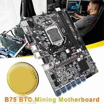 B75 BTC Ťažba Doske 12 PCIE Na USB LGA1155 MSATA SSD 128 G+4GB DDR3 1333Mhz RAM+G1620 CPU B75 ETH Banské Banské
