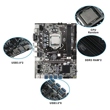 B75 Ťažba Doske CPU+Ventilátor+4G DDR3 RAM+120 G SSD+SATA Kábel+RJ45 Sieťový Kábel 8 USB3.0(PCIE1X) LGA1155 PAMÄTE DDR3 SATA3.0