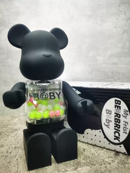 Bearbrick 400% stavebným Medveď Qianqiu Série Svetelný Black Qianqiu Color Box Balenie Brucho Korálky s svetelný efekt