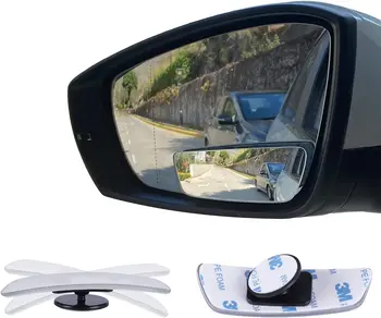 Blind Spot Zrkadlo, Obdĺžnikového Tvaru HD Sklo Frameless Vypuklého Zrkadla široký uhol Nastaviteľný pre Autá, SUV, Nákladné automobily