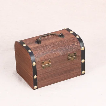Box Poklad Woodenbank Skladovanie Prasiatko Peniaze Woodvintage Lockcoin Boxy Šperky Deti Ukladanie Dekoratívne Piratekey
