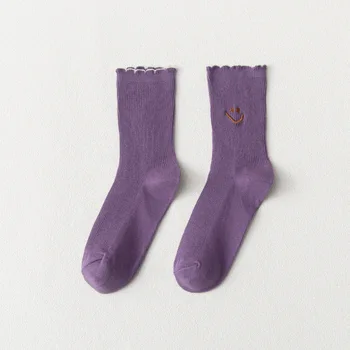 Cartoon príliv pilot pilot ponožky žena na jar a na Jeseň zvislé prúžky ukazujú tenké ponožky usmievavá tvár výšivky trubice ponožky