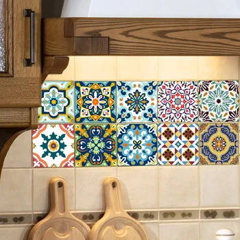 Chromatické Farby Marocký Dlaždice Nepremokavé PVC samolepiace Tapety, Nábytok, Kúpeľňa DIY Arabských Dlaždice Dlaždice Nálepky
