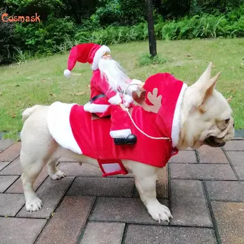 Cosmask Psa Vianočný Kostým Santa Claus Na Koni Kostým Vianočné Pet Oblečenie Na Koni Jeleň Kostým Pet Vianoce Produkty