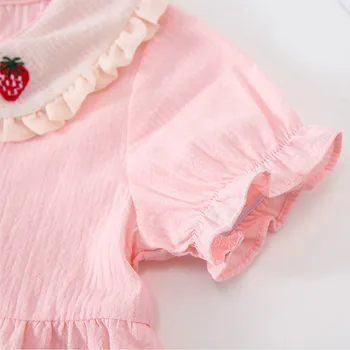 DFXD Baby Girl Letné Šaty 2020 Nový Príchod Ružové Jahoda Princezná Šaty Bavlna Deti Oblečenie Detí Šaty 1-5T Vestidoes
