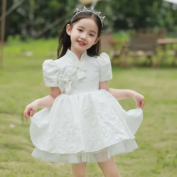 Dievčatko Biele Fairy Party Šaty Ležérne Oblečenie Princezná Elegantné Krátke Večerné Šaty