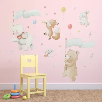 DIY Slon Myš, Králik PVC Nálepky na Stenu Cartoon Zvierat Maľovanie pre Detská Izba Detská Domáce Dekorácie, Tapety Plagát