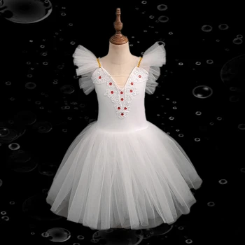 Dlho Balet Tutu Šaty Dievčatá, Deti, Romantický Tutus Balerína Tanečné Kostýmy Labutie Jazero Tanec Výkon Oblečenie Trikot Balet