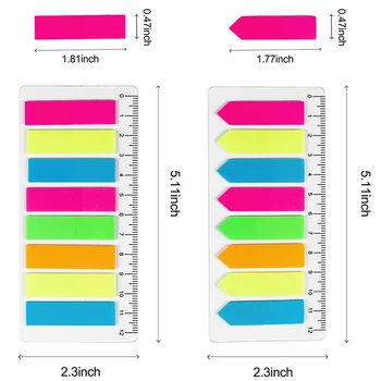 Fluorescenčné Priesvitné Sticky Karty 2000 Ks Celková Pack 8 Farieb, Triple-Kúta a Pásy Poznámky Malé Stránke Vlajky