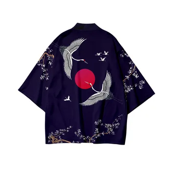 Harajuku Tradíciu Kimono + Šortky Sady Letných Dvoch-dielny Oblek Japonský Žeriav Cardigan Ženy Muži Cosplay Yukata Oblečenie Haori