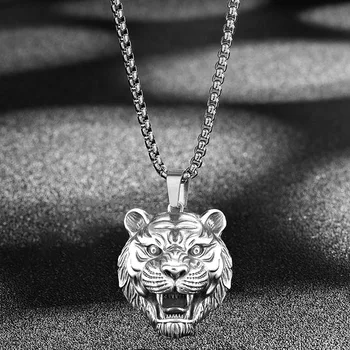 Hip Hop Móda Nehrdzavejúcej Ocele Zvierat Tiger Titánové Ocele Náhrdelník Prívesok pre Ženy, Mužov, Punk Strany Šperky Darček