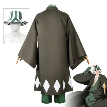 Japonské Kimono Anime Cosplay Kostým Plášť Zelený Klobúk Parochňu Halloween Jednotné S-xxl Pre Mužov Dropshipping